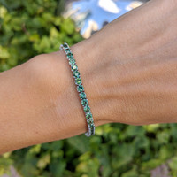 7.00 Ct.Tw. Green Sapphire Tennis/Line Bracelet, 14K White Gold Life Style
