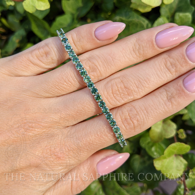 7.00 Ct.Tw. Green Sapphire Tennis/Line Bracelet, 14K White Gold