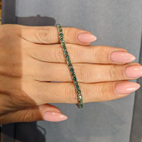 7.00 Ct.Tw. Green Sapphire Tennis/Line Bracelet, 14K White Gold Life Style