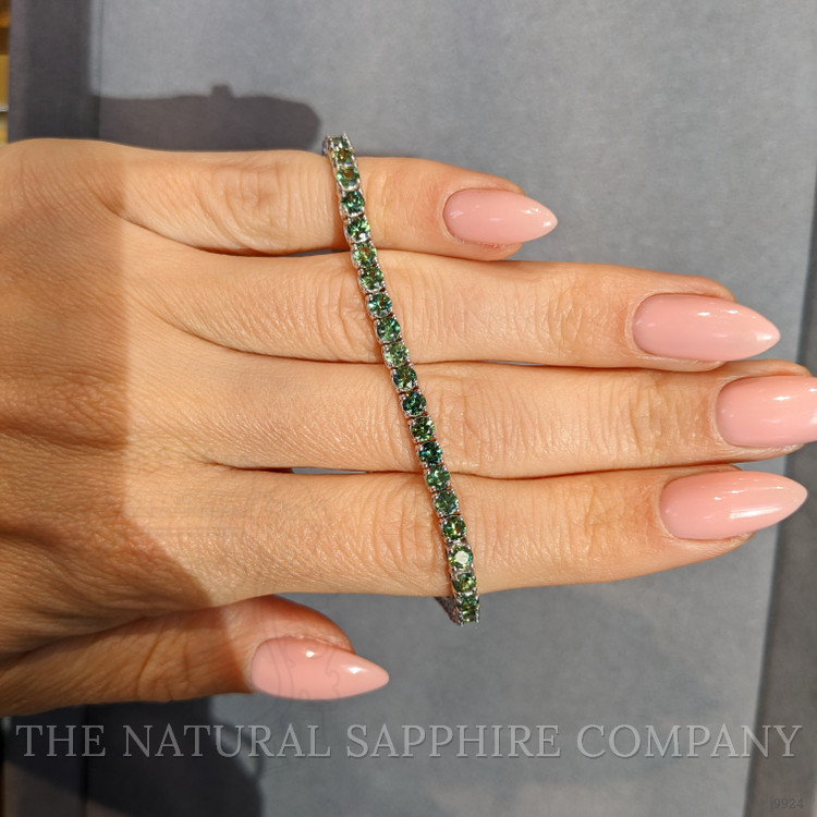 7.00 Ct.Tw. Green Sapphire Tennis/Line Bracelet, 14K White Gold