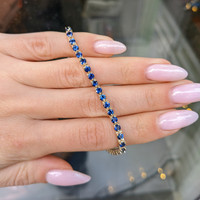 6.08 Ct.Tw. Blue Sapphire Tennis/Line Bracelet, 14K Yellow Gold Life Style