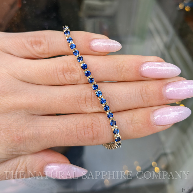 6.08 Ct.Tw. Blue Sapphire Tennis/Line Bracelet, 14K Yellow Gold