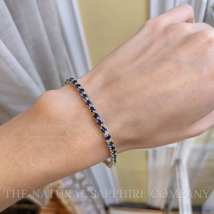 6.08 Ct.Tw. Blue Sapphire Tennis/Line Bracelet, 14K Yellow Gold