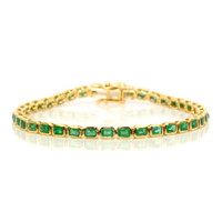 5.42 Ct.Tw. Emerald Tennis/Line Bracelet, 14K Yellow Gold Video