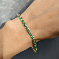 5.42 Ct.Tw. Emerald Tennis/Line Bracelet, 14K Yellow Gold Life Style