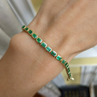 5.42 Ct.Tw. Emerald Tennis/Line Bracelet, 14K Yellow Gold Life Style