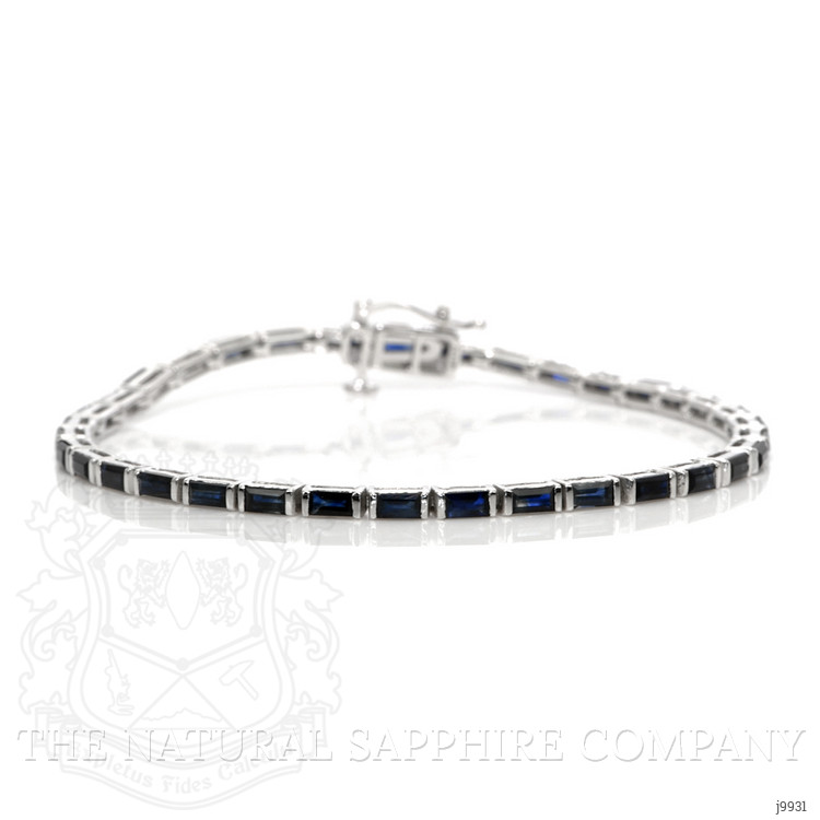 4.89 Ct.Tw. Blue Sapphire Tennis/Line Bracelet, 14K White Gold