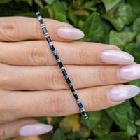 4.89 Ct.Tw. Blue Sapphire Tennis/Line Bracelet, 14K White Gold Life Style