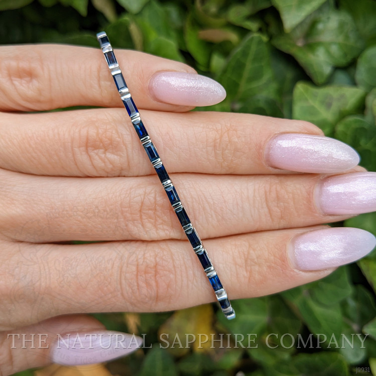 4.89 Ct.Tw. Blue Sapphire Tennis/Line Bracelet, 14K White Gold