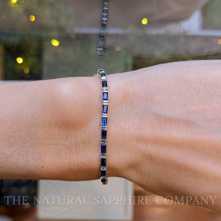 4.89 Ct.Tw. Blue Sapphire Tennis/Line Bracelet, 14K White Gold