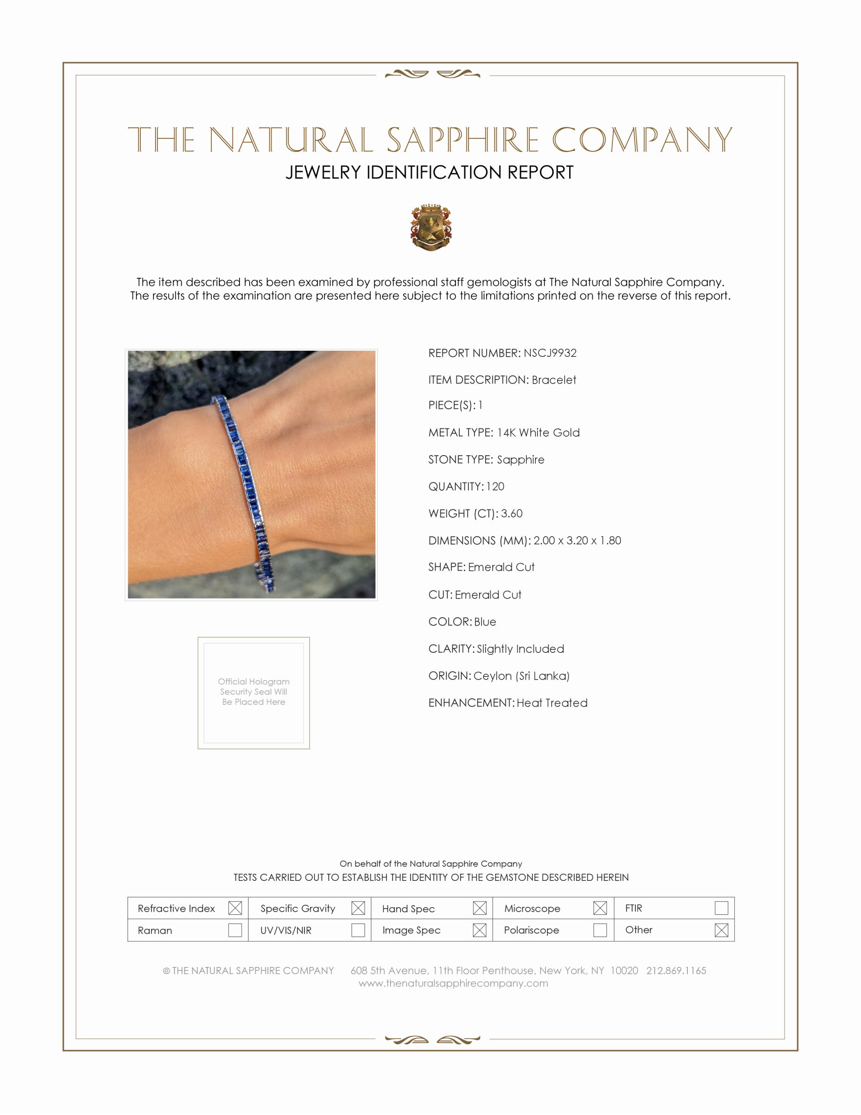 3.60 Ct.Tw. Blue Sapphire Tennis/Line Bracelet, 14K White Gold