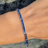 3.60 Ct.Tw. Blue Sapphire Tennis/Line Bracelet, 14K White Gold Video