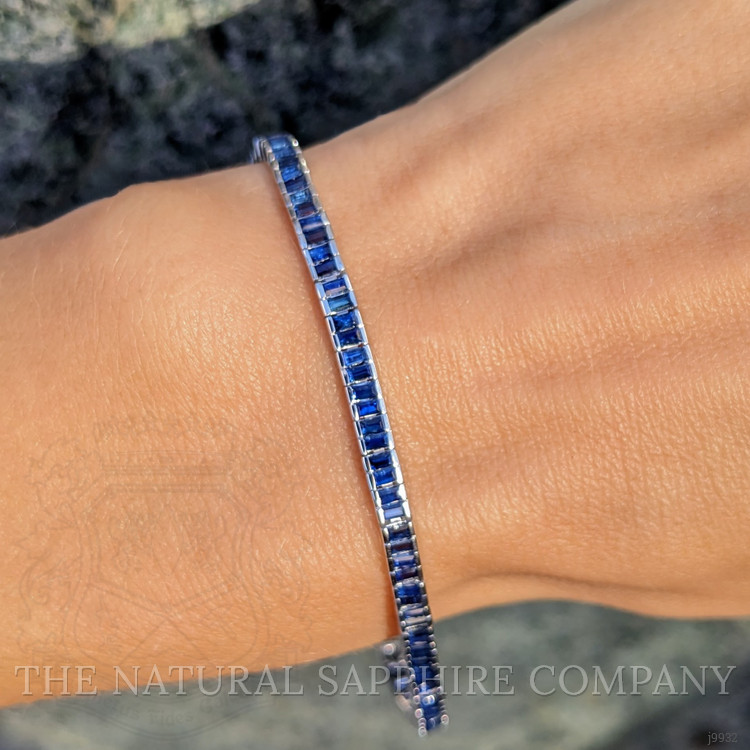 3.60 Ct.Tw. Blue Sapphire Tennis/Line Bracelet, 14K White Gold