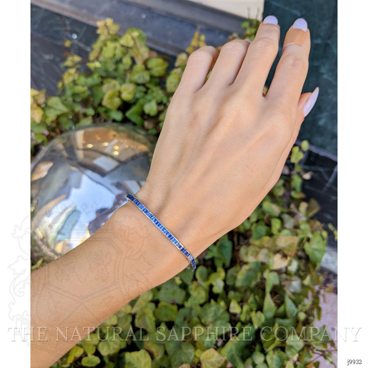 3.60 Ct.Tw. Blue Sapphire Tennis/Line Bracelet, 14K White Gold