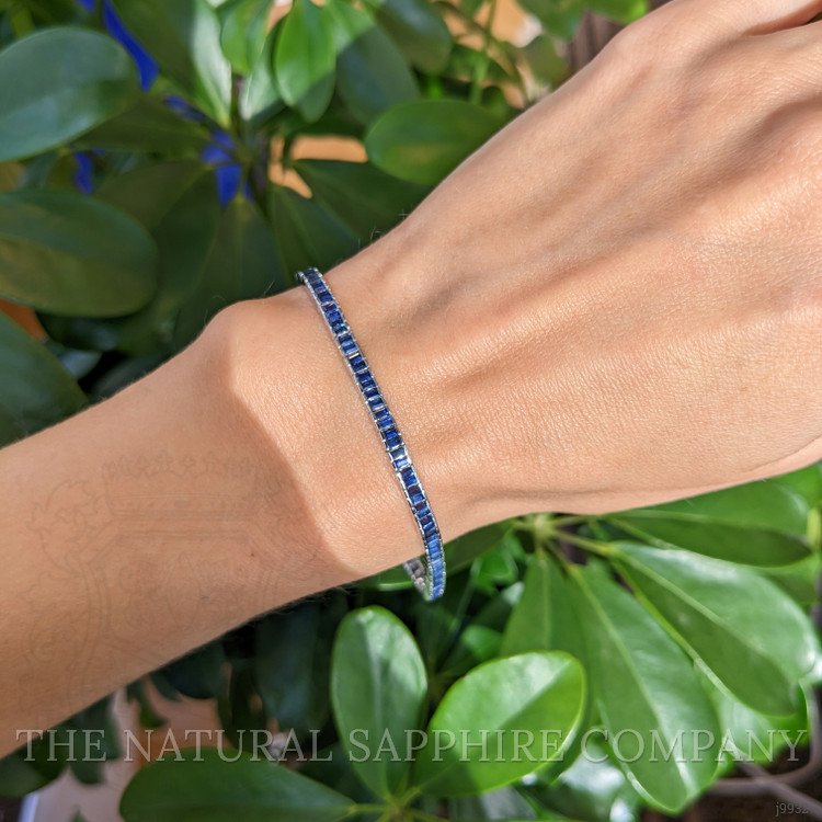 3.60 Ct.Tw. Blue Sapphire Tennis/Line Bracelet, 14K White Gold
