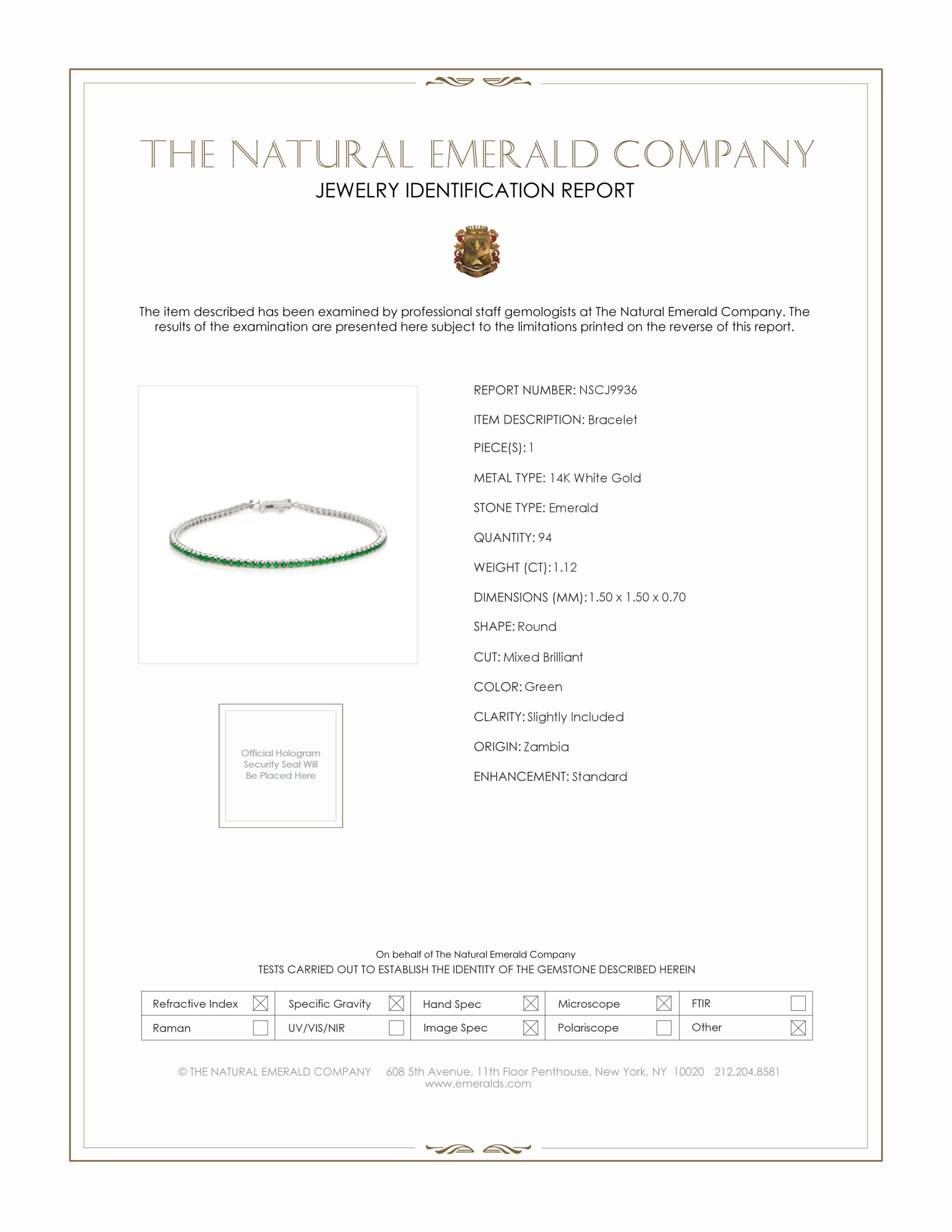 1.12 Ct.Tw. Emerald Tennis/Line Bracelet, 14K White Gold