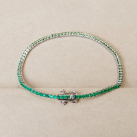1.45&nbsp;Ct.Tw.Total Carat Weight Emerald Tennis/Line Bracelet, 14K White Gold Image