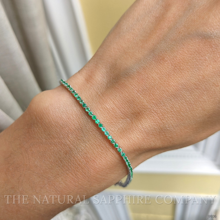 1.12 Ct.Tw. Emerald Tennis/Line Bracelet, 14K White Gold