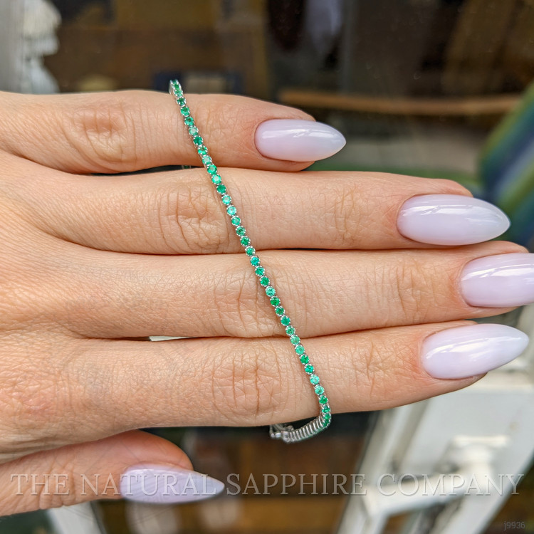 1.12 Ct.Tw. Emerald Tennis/Line Bracelet, 14K White Gold