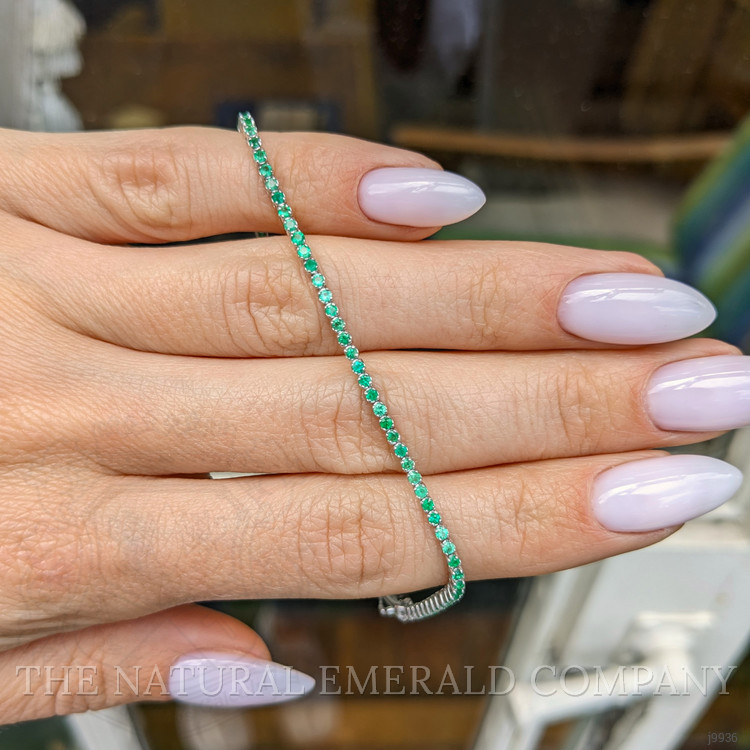 1.45 Ct.Tw. Emerald Tennis/Line Bracelet, 14K White Gold