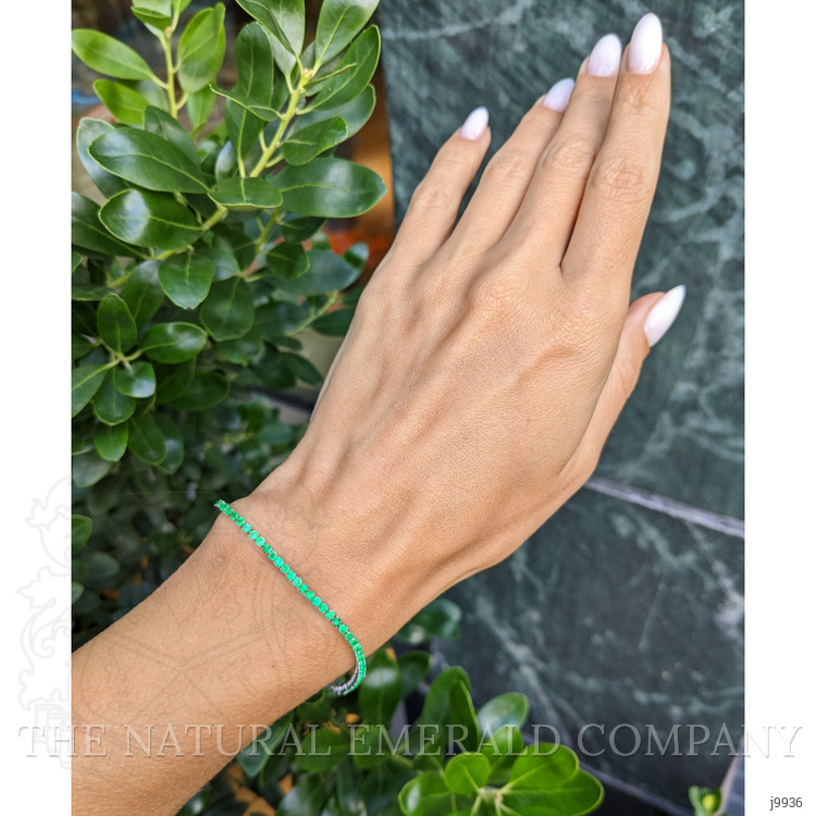 1.45 Ct.Tw. Emerald Tennis/Line Bracelet, 14K White Gold