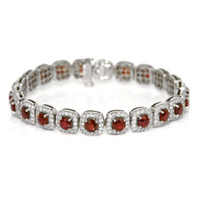 7.95 Ct.Tw. Ruby Natural Diamond Pave Bracelet, 18K White Gold Video