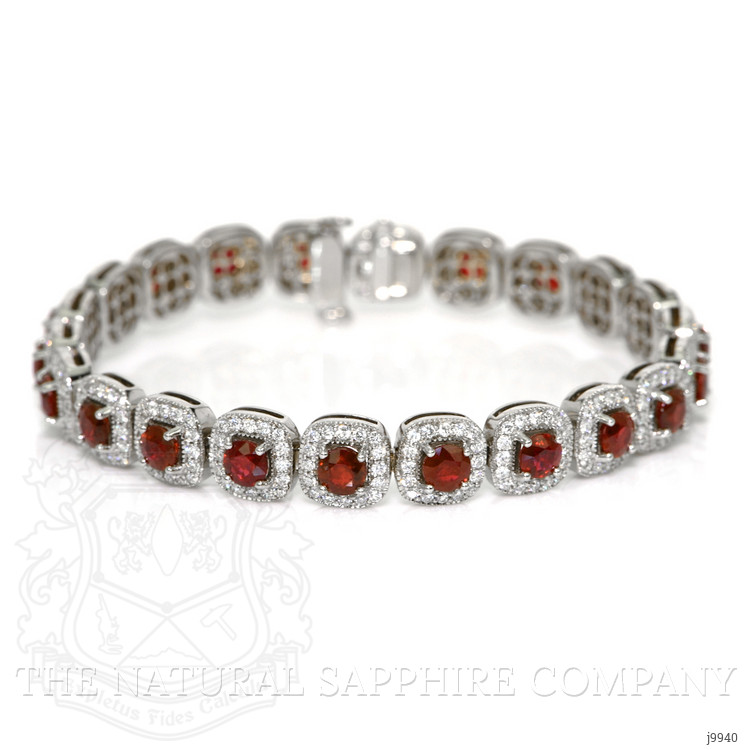 7.95 Ct.Tw. Ruby Natural Diamond Pave Bracelet, 18K White Gold