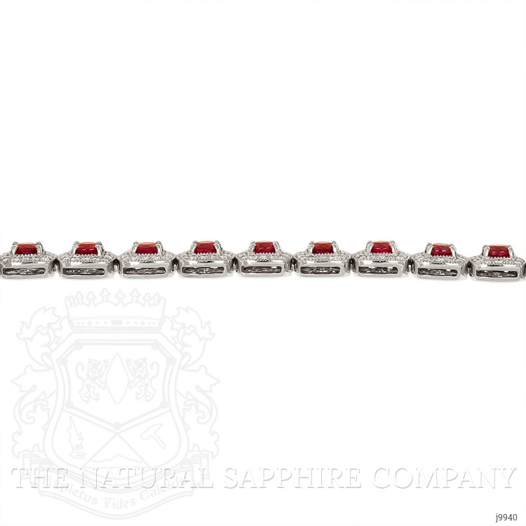 7.95 Ct.Tw. Ruby Natural Diamond Pave Bracelet, 18K White Gold