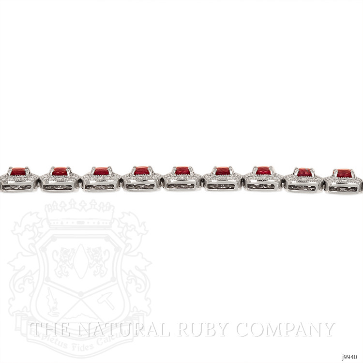 7.95 Ct.Tw. Ruby Natural Diamond Pave Bracelet, 18K White Gold