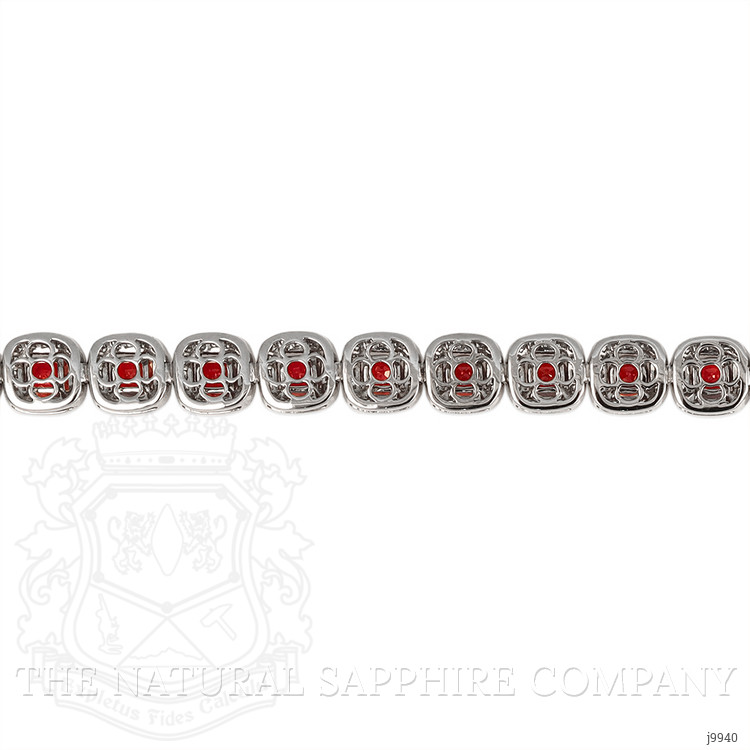 7.95 Ct.Tw. Ruby Natural Diamond Pave Bracelet, 18K White Gold