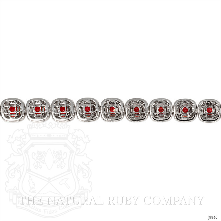 7.95 Ct.Tw. Ruby Natural Diamond Pave Bracelet, 18K White Gold