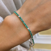 2.31 Ct.Tw. Emerald Natural Diamond Tennis/Line Bracelet, 14K White Gold Image