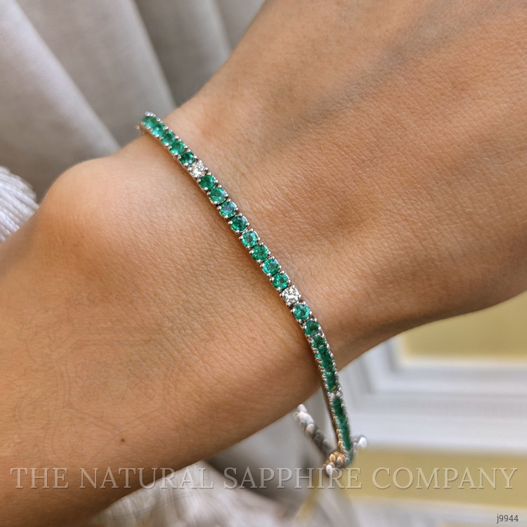 2.31 Ct.Tw. Emerald Natural Diamond Tennis/Line Bracelet, 14K White Gold