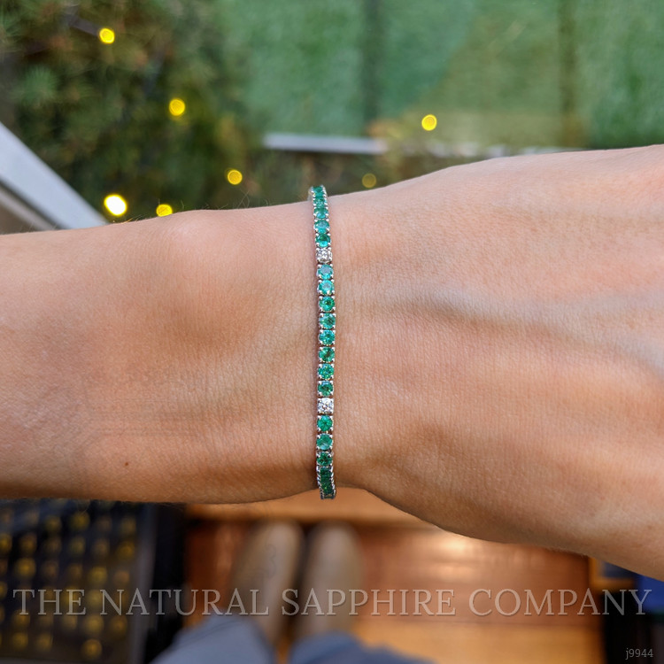 2.31 Ct.Tw. Emerald Natural Diamond Tennis/Line Bracelet, 14K White Gold