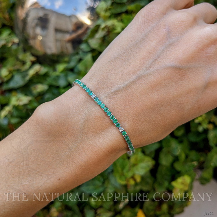 2.31 Ct.Tw. Emerald Natural Diamond Tennis/Line Bracelet, 14K White Gold