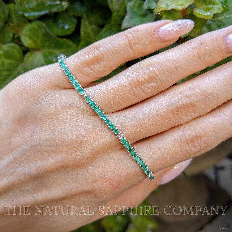 2.31 Ct.Tw. Emerald Natural Diamond Tennis/Line Bracelet, 14K White Gold