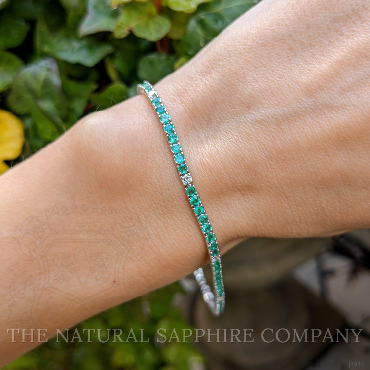 2.31 Ct.Tw. Emerald Natural Diamond Tennis/Line Bracelet, 14K White Gold