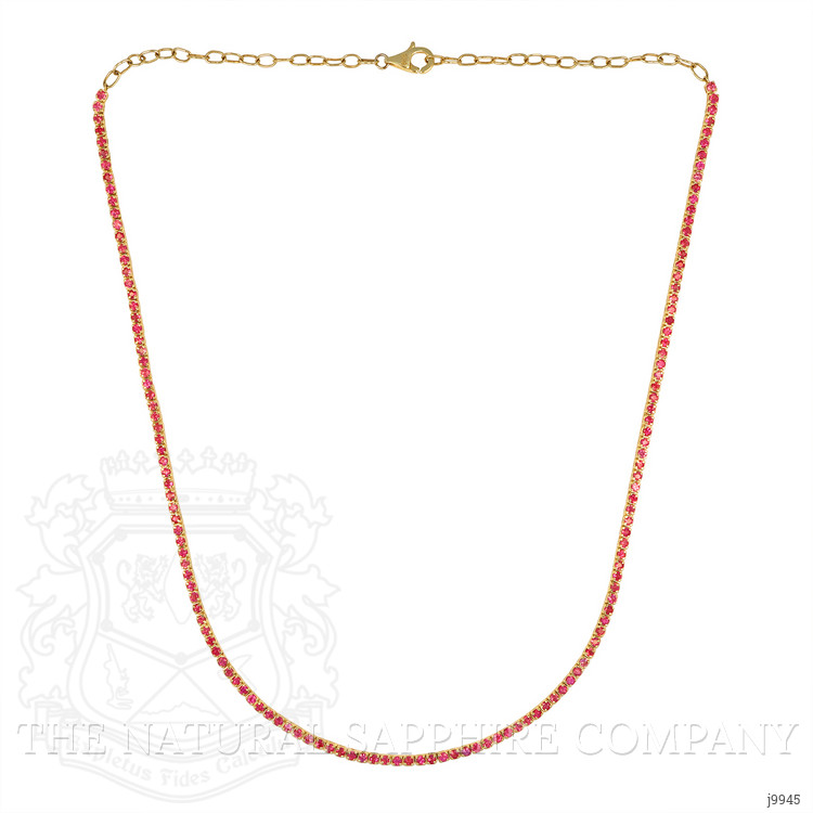 5.01 Ct. Ruby Pave Necklace, 14K Yellow Gold