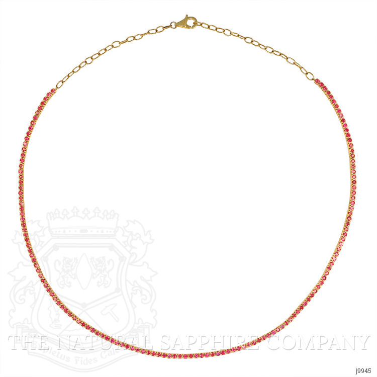 5.01 Ct. Ruby Pave Necklace, 14K Yellow Gold