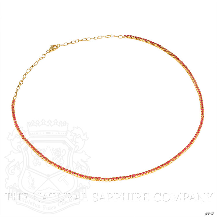 5.01 Ct. Ruby Pave Necklace, 14K Yellow Gold