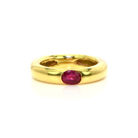 0.60 Ct. Pinkish Red Ruby Bezel Ring, 14K Yellow Gold Video