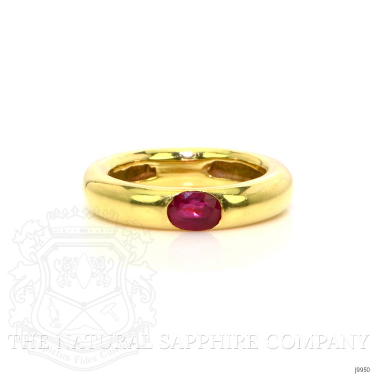 0.60 Ct. Pinkish Red Ruby Bezel Ring, 14K Yellow Gold