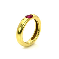 0.60 Ct. Pinkish Red Ruby Bezel Ring, 14K Yellow Gold Image