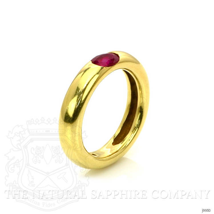 0.60 Ct. Pinkish Red Ruby Bezel Ring, 14K Yellow Gold