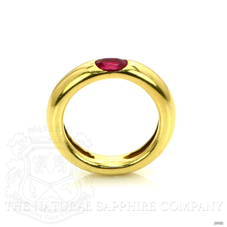 0.60 Ct. Pinkish Red Ruby Bezel Ring, 14K Yellow Gold