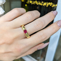 0.60 Ct. Pinkish Red Ruby Bezel Ring, 14K Yellow Gold Life Style