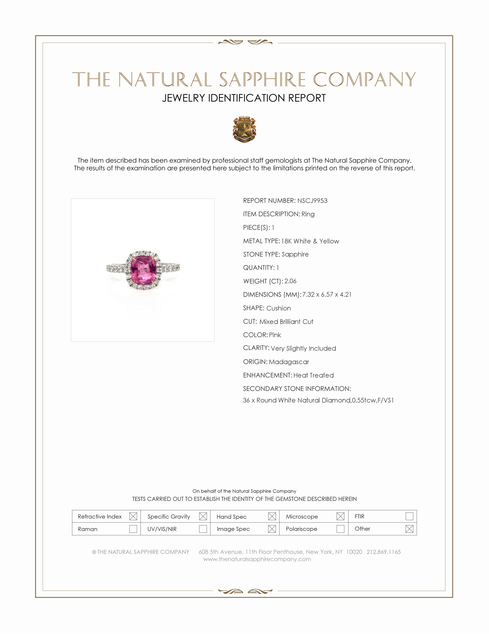 2.06 Ct. Pink Sapphire and Natural Diamond Pave Ring, 18K White & Yellow