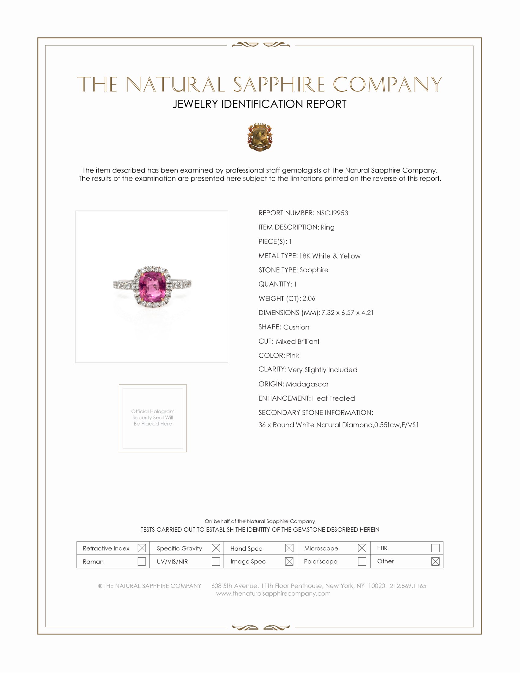 2.06 Ct. Pink Sapphire and Natural Diamond Pave Ring, 18K White & Yellow