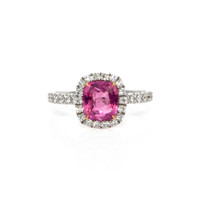 2.06 Ct. Pink Sapphire and Natural Diamond Pave Ring, 18K White & Yellow Video