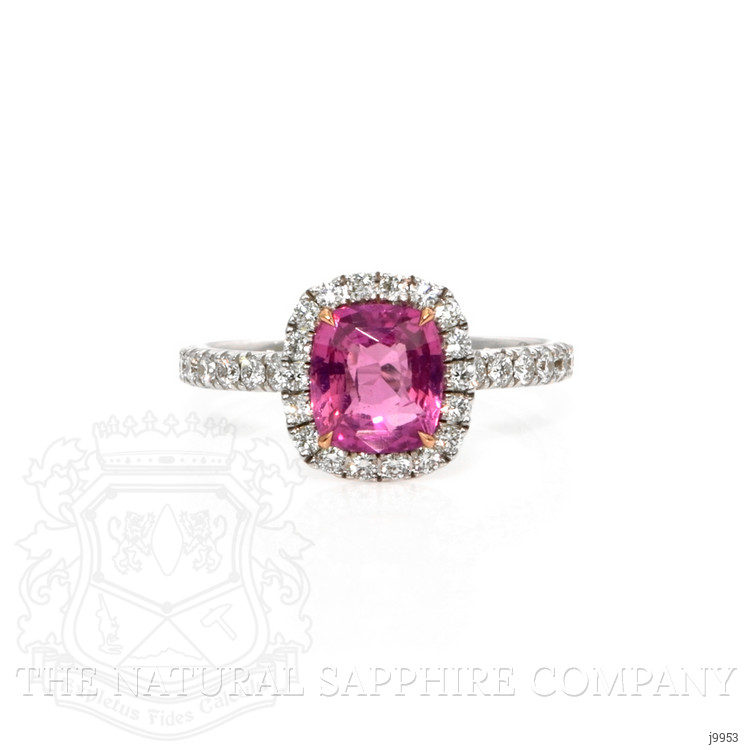 2.06 Ct. Pink Sapphire and Natural Diamond Pave Ring, 18K White & Yellow